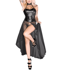 Noir Handmade: Netz-Wetlook-Abendkleid, schwarz