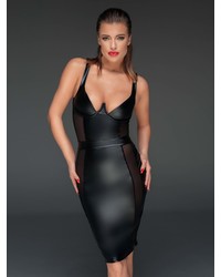 Noir Handmade: Wetlook-Kleid mit Netzeinsätzen F151, schwarz - vergleichen und günstig kaufen