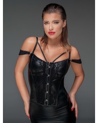 Noir Handmade: Wetlook-Corsagentop mit Spitze F159, schwarz - vergleichen und günstig kaufen