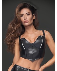 Noir Handmade: Wetlook-Zip-Bustier F165, schwarz - vergleichen und günstig kaufen